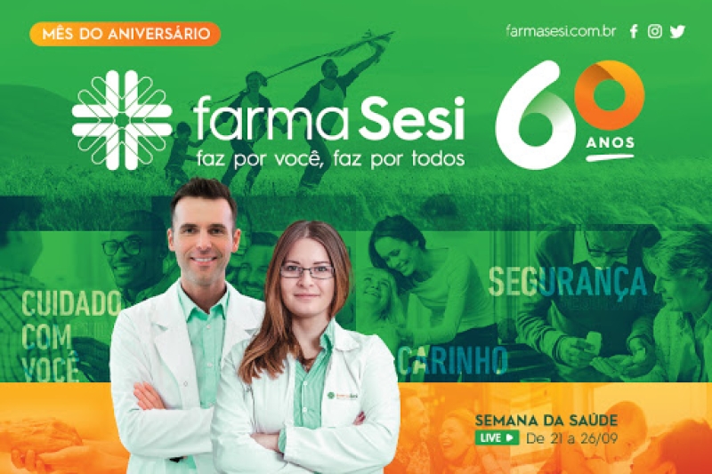 No mês em que completa 60 anos, farmaSesi realiza lives sobre saúde