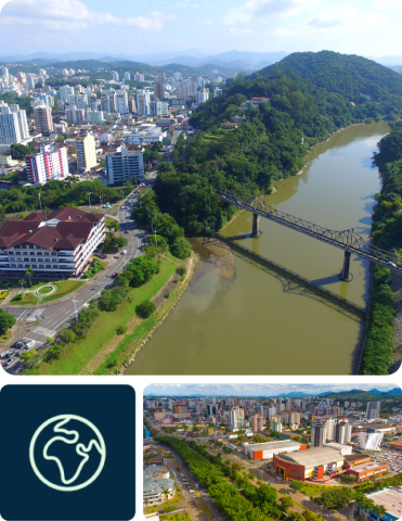 Imagens aéreas de Blumenau e Joinville